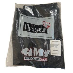 Chefwear Black Work Pants NWT - Clasp & Zipper - 30x32 - Flat Front Chef Pants